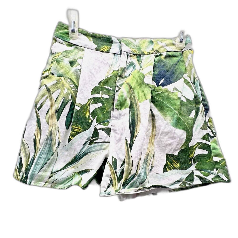 Gianni Bini green women Palm Print short hawaiia island  vacation pockets Size 4 - Picture 3 of 10